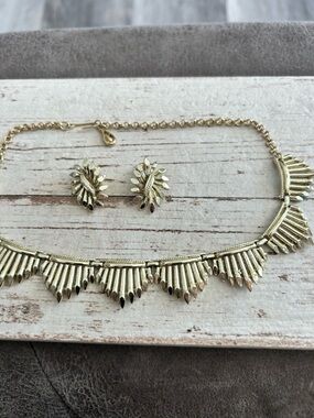 Gold-Tone Statement Necklace & Earring Set